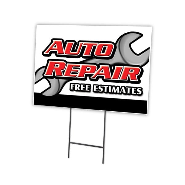 Signmission Auto Repair Free Estima Yard & Stake outdoor plastic coroplast window, 1216 Auto Repair Free Estima C-1216 Auto Repair Free Estima - main